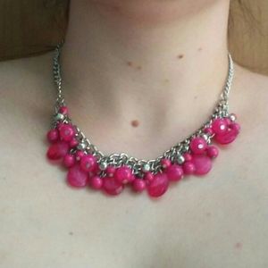 Pink bead collar necklace